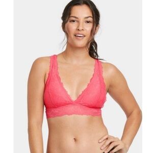 Auden Women's Vibrant Pink Lace Removable Pad Bralette Size L